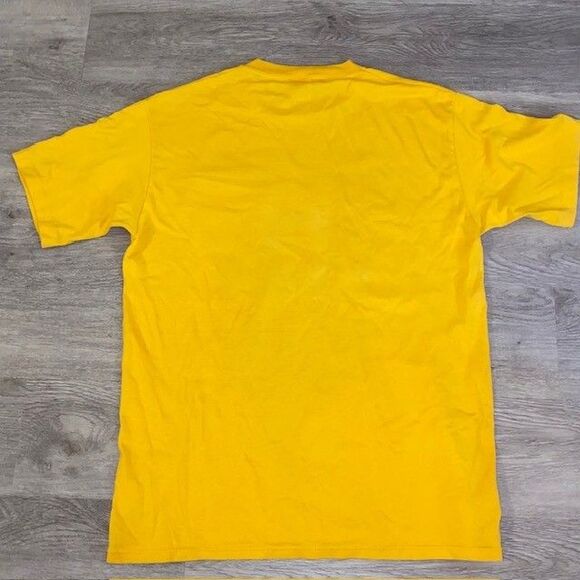 Vintage George Lehmann Ban the Brick Basketball T-Shirt Large Made in USA Yellow - Picture 6 of 7